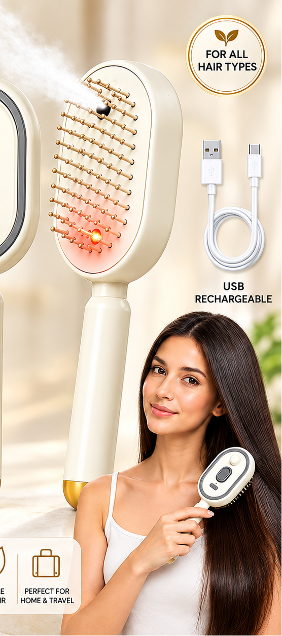 Electric Spray 3 in 1 Rechargeable Hair Massage Comb