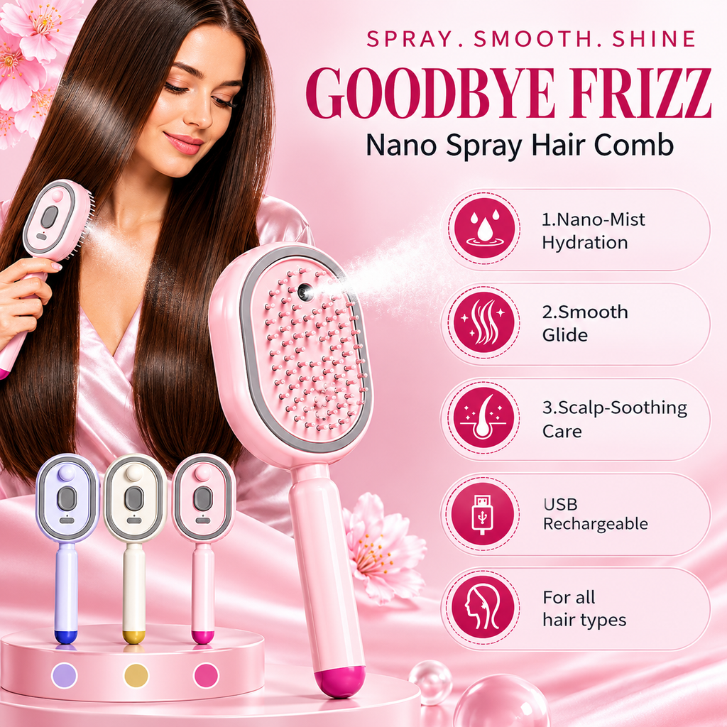 Electric Spray 3 in 1 Rechargeable Hair Massage Comb
